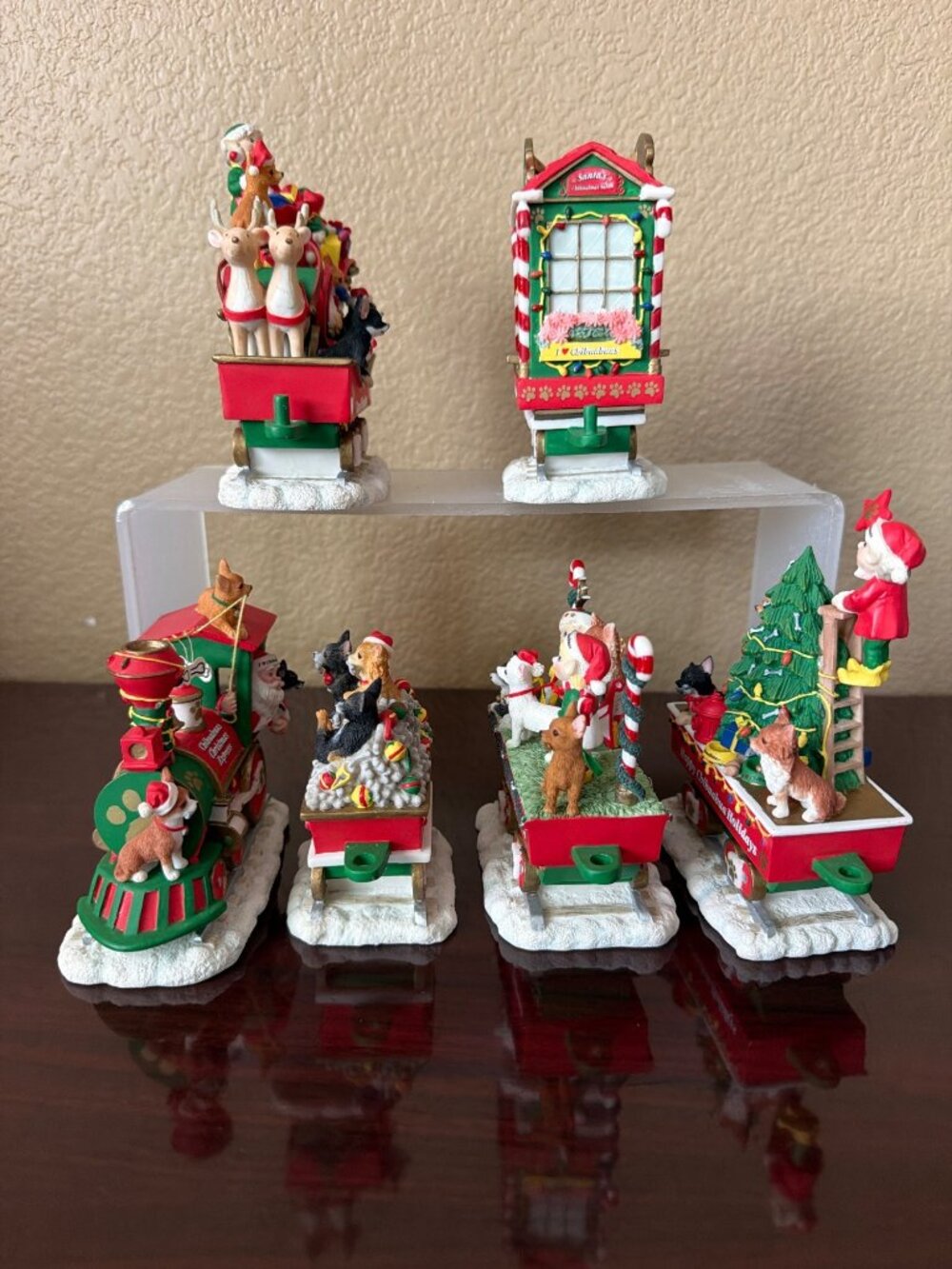 Danbury Mint Chihuahua Christmas Express Train 6 Piece Set Dog Holiday Decor - Picture 6 of 15